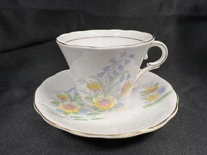 VTG Colclough "6589 FLORAL" England Bone China Tea Cup & Saucer Set 2 3/4" Tall - Picture 1 of 22