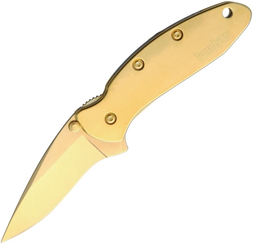 Cuchillo Plegable Asistido Kershaw Chive Framelock A/O Chapado en Oro 24k 1600G Foto 1 de 1