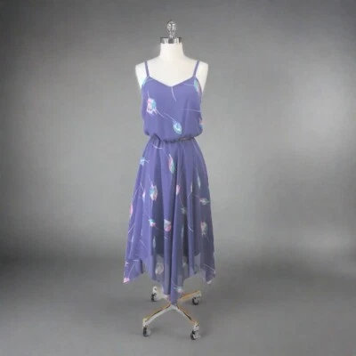 Vestido vintage años 70 púrpura transparente dobladillo daga S Foto 1 de 4