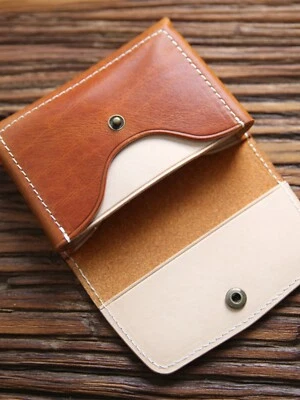 Genuine Cow Leather Portable Mini Wallet Zipper Coin Card Purse (A135) - Image 1 of 4