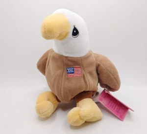 Vtg Precious Moments Tender Tails Plush Bald Eagle 7" American US Flag 1999 NWT - Picture 1 of 16
