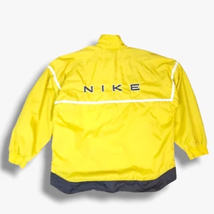 VINTAGE 90s Nike Jacket Coat Large L Mens Yellow Spellout Quarter Zip 1/4 Retro - Picture 1 of 12