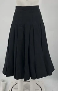 Valentino 2020 Retail-$3900 Black High-Rise Inverted Pleats Midi Skirt sz 42 - Picture 1 of 6