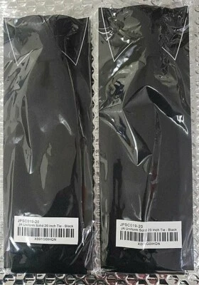 Lote de 2 ~ Uniforme Jacob Alexander Corbata Sólida Clip-On 20"" Negra Foto 1 de 4