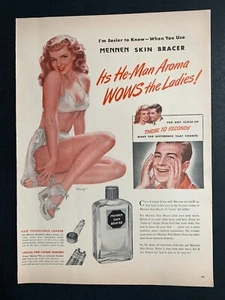 Print Ad 1946 Mennen Skin Bracer 14"x10" Pin Up Girl Aroma Wows The Ladies - Picture 1 of 1