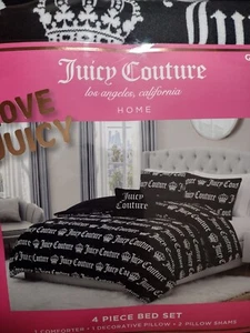 JUICY COUTURE 4 PIECE BED SET QUEEN JUICY COUTURE CROWN  SOF & COZY COMFORTER   - Picture 1 of 6