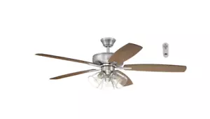 Harbor Breeze Eastbrook 52-Inches Brushed Nickel Ceiling Fan W/Light Remote - Picture 1 of 11