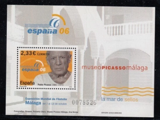 ESPAÑA Pablo Picasso, Artista MNH Hoja Souvenir Foto 1 de 1