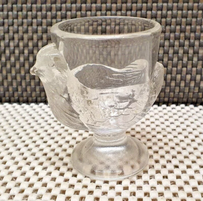 Antik Eierbecher aus Glas die-Cast Form Von Huhn arc Frankreich - Bild 1 von 4
