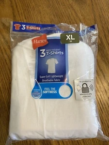 NWT - Hanes Boys White 3 Pack Undershirt T-Shirts, Size XL (18) Package Opened - Picture 1 of 3