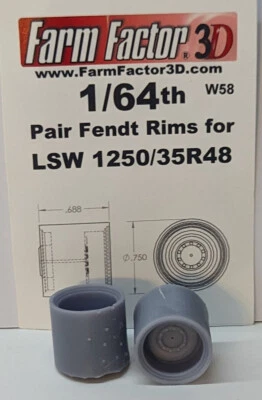 1/64 3D 打印一对芬特轮辋适用于 LSW 1250/35R48 轮胎 — 第 1/2 张图片