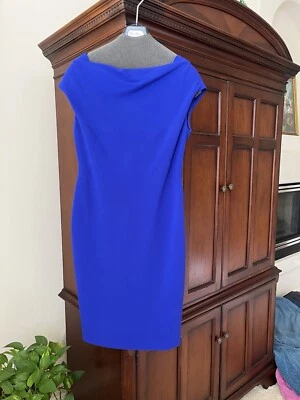 MaxMara 无袖连衣裙蓝色经典剪裁 96% 羊毛 10 码 — 第 1/4 张图片