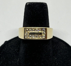 14K Yellow Gold Ring With Natural Diamonds In A Tension Setting