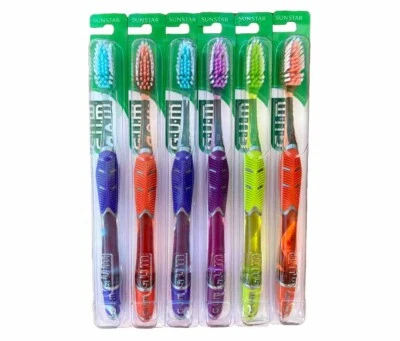 6 Pack GUM Technique Deep Clean Soft Toothbrush - 524 |Full Sized | Multi Color