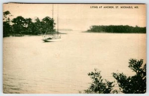 1937 ST MICHAELS MARYLAND*MD*ACOSTADO*BARCO*YATE*POSTAL DE COLECCIÓN - Imagen 1 de 2