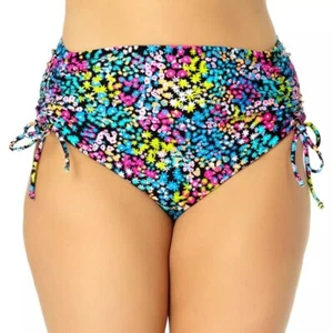 California Waves Trendy Plus Size Ditsy-Floral High-Waist Bikini Bottoms 2X NWT - Picture 1 of 4