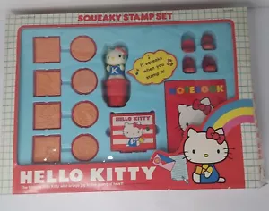 1984 Vintage SANRIO Hello Kitty Squeaky Stamp Set Notebook Figure OPEN BOX - Picture 1 of 18