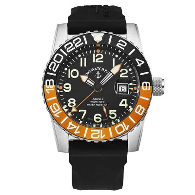Zeno Airplane Diver GMT para hombre esfera negra correa automática 6349GMT-12-A15 Foto 1 de 4