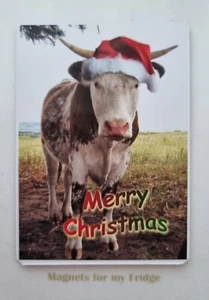 MERRY CHRISTMAS COW FRIDGE MAGNET - M680 - Picture 1 of 1