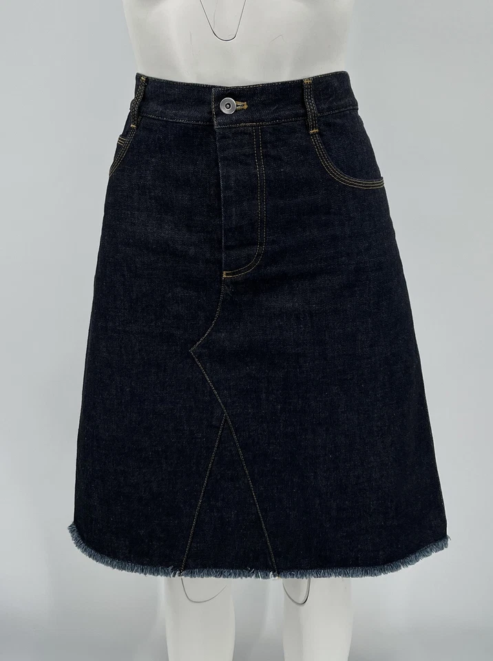 Falda Bottega Veneta 2020 Denim Oscuro Algodón Costuras en Contraste 5 Bolsillos Talla 38 Foto 1 de 4