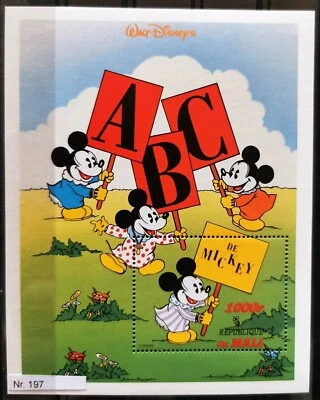 Ddn197 Mali MNH Disney Cartoons Animation Mickey ABC Characters - Image 1 of 4