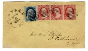 #24, #26 Pair + 1 Buffalo NY (Erie) 1860 to St Catherines CW Canada - Picture 1 of 3