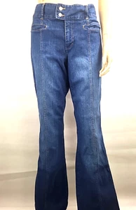 NY Jeans Women's Dark Wash Mid-rise Flare Leg Denim Jeans Size 14 - Picture 1 of 6