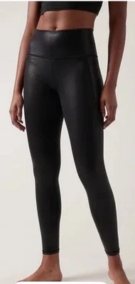 Apretado negro brillante Athleta Salutation Stash Shine para mujer - talla pequeña Foto 1 de 4