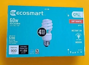 Ecosmart CFL Light Bulb Twister 60W Replacement - 4 Bulbs. - Picture 1 of 2