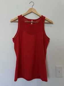 Fabletics Womens Medium Red Helena Mesh Panel Athletic Tank Top Shirt - Picture 1 of 4