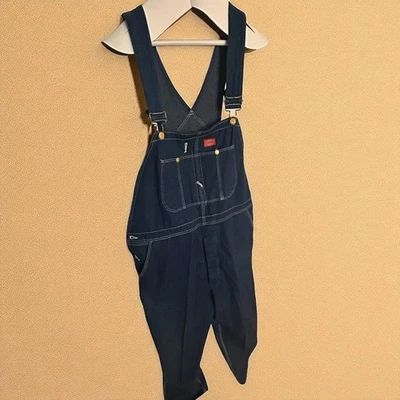 Men’s Dickies Denim Overalls 44x32 Dark Wash Workwear Carpenter Bib Pockets - Image 1 of 4