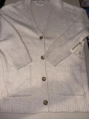 全新 No Boundaries 女式米色柔软长口袋纽扣开衫 XL (16-18) — 第 1/4 张图片