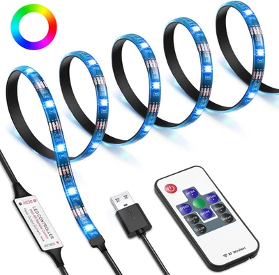 AMIR LED Streifen 1M, RGB LED Strip Mit Fernbedienung, 18 Farbwechsel & 21 Modi  - Bild 1 von 4