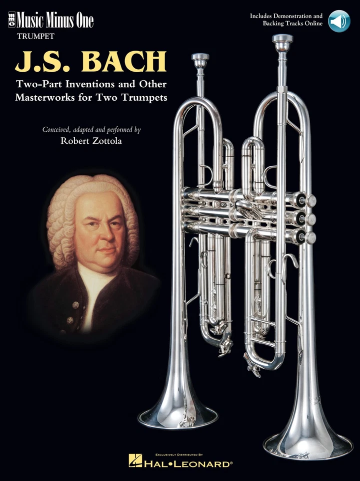 JS Bach Two-Part Inventions for Two Trumpets Sheet Music Minus One Book & Audio - Image 1 of 1