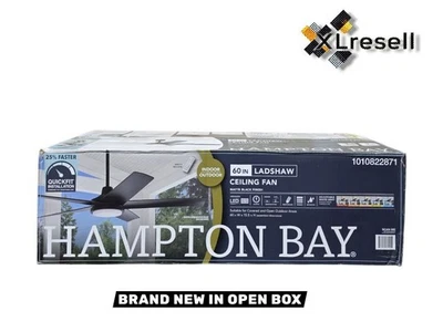 Hampton Bay Ladshaw 60 in. Wet Rated Matte Black Ceiling Fan with Remote - Image 1 of 4