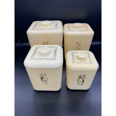 Conjunto de 4 recipientes de plástico Cols MCM. Farinha 113 açúcar 112 café 111 chá 110 - Imagem 1 de 4