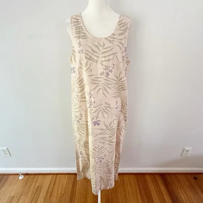 Vintage Womens Linen Floral Sleeveless Maxi Dress Medium 90s Garden Cottagecore - Image 1 of 4
