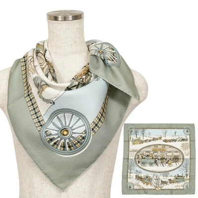 HERMES Carre 90 "l'Hiver en Poste" 100% Silk Scarf Vintage Rare Cleaned - Image 1 of 4