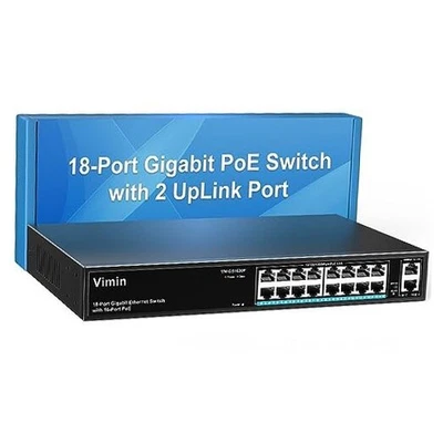 16 Port Gigabit PoE Switch with 2 Uplink 18 Port | 16xPoE + 250W | 2xUPLink - Image 1 of 4
