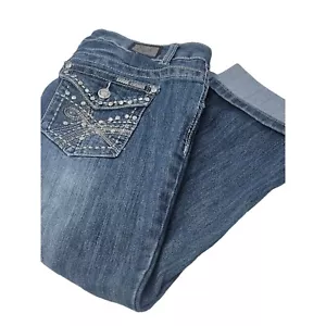 Earl Jeans Cropped Carpi Jeans TAGLIA 6 donna blu denim impreziosito da ricami - Foto 1 di 7