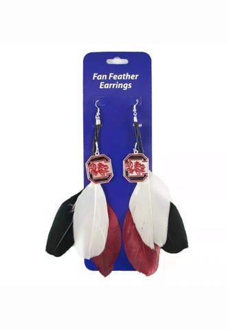 South Carolina Gamecocks NCAA Officially Licensed Dangle Feather Earrings Cover