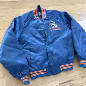Denver Broncos vintage Chalk Line jacket Kids L 14/16 blue satin football - Picture 1 of 11