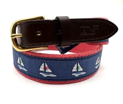 Vineyard Vines Women Sailboat Belt Small 28 Pink Coastal Nautical Preppy - Image 1 of 4