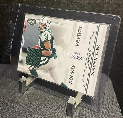 2009 Panini Playoff Prestige DUSTIN KELLER Rookie Review JERSEY Card #16 NY Jets - Image 1 of 3