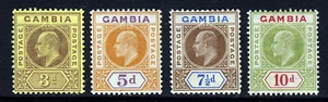 GAMBIA KE VII 1904-06 A Wasserzeichen Mult Crown CA Gruppe zu 10d SG 61 bis SG 66 POSTFRISCH - Bild 1 von 2