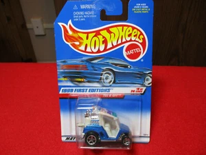 Hot Wheels 1999 First Editions Tee'd Off Gold Cart Blue Die Cast 1/64 Scale - Picture 1 of 3
