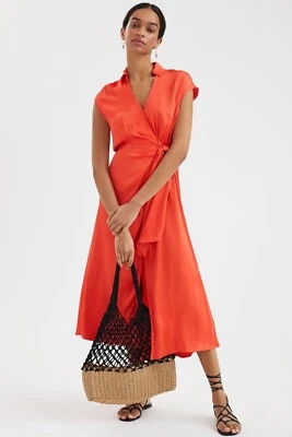 New Anthropologie Maeve Open-Back Wrap Midi Dress Size Small Petite MSRP: $148 - Image 1 of 4