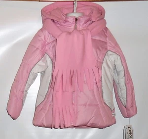 Rothschild Girls Hooded Colorblock Winter Jacket Parka & Fleece Scarf M/5-6 NWT - Picture 1 of 3