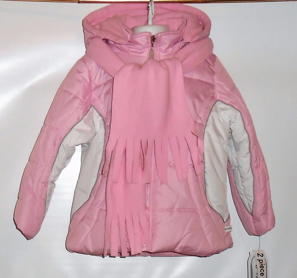 Rothschild Girls Hooded Colorblock Winter Jacket Parka & Fleece Scarf M/5-6 NWT - Image 1 of 3