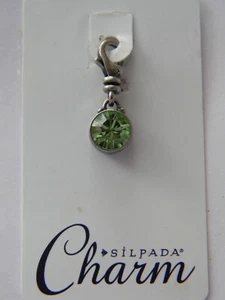 Silpada Sterling Silver Charm Birthstone Green Swarovski Crystal Lobster Clasp - Picture 1 of 3